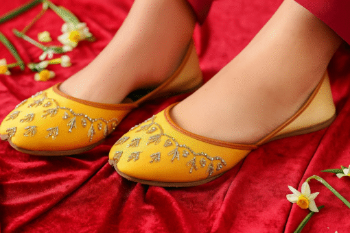 Yellow Embellished Traditional Khussa