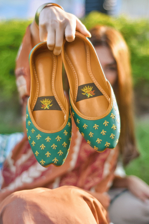 Royal Teal Handcrafted Khussa