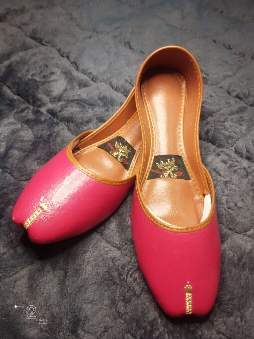 Elegant Pink Leather Khussa