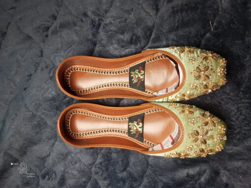 Fancy Embellished Pista Color Khussa - Image 2